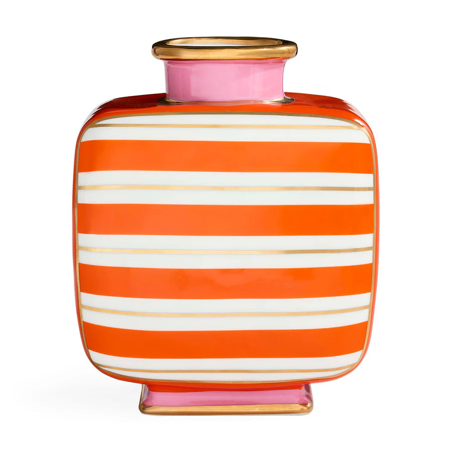 Portofino square vase - orange / pink