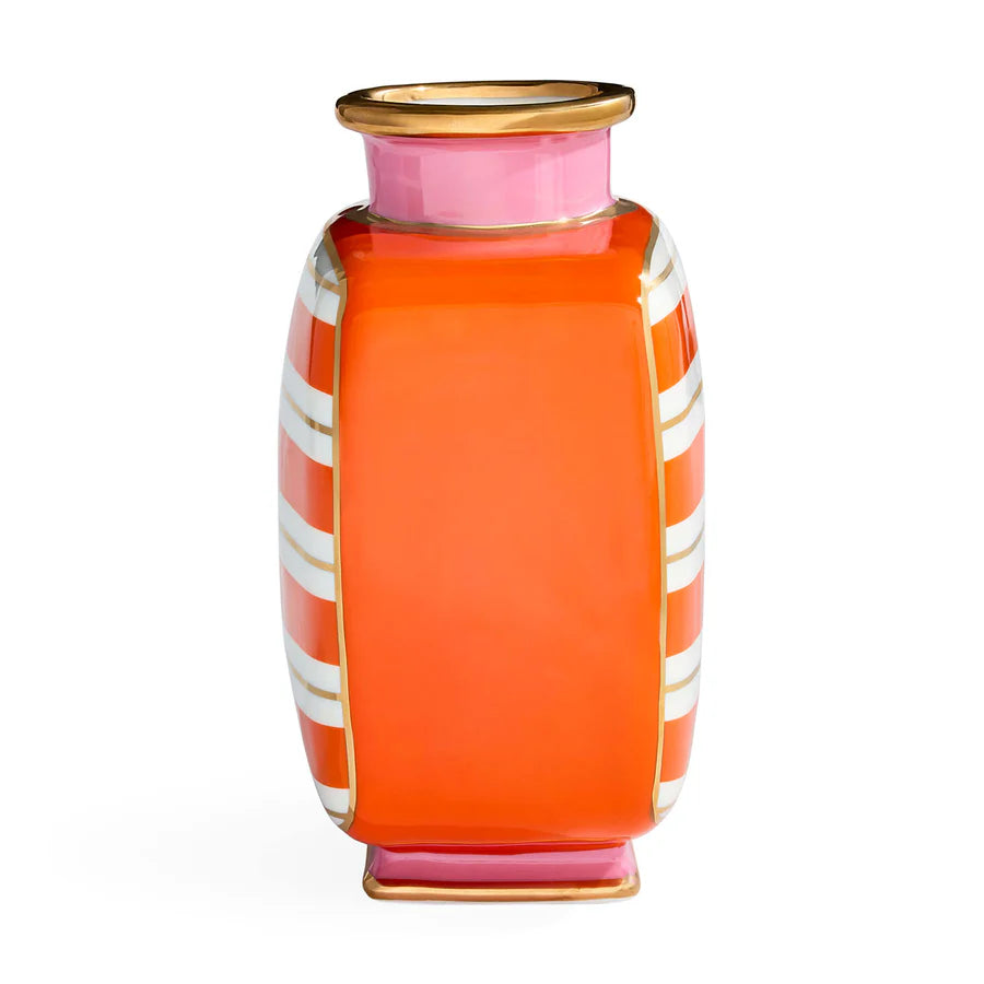 Portofino square vase - orange / pink
