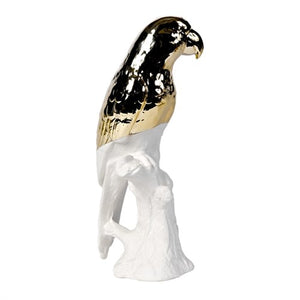 Statue Parrot White Gold Dip